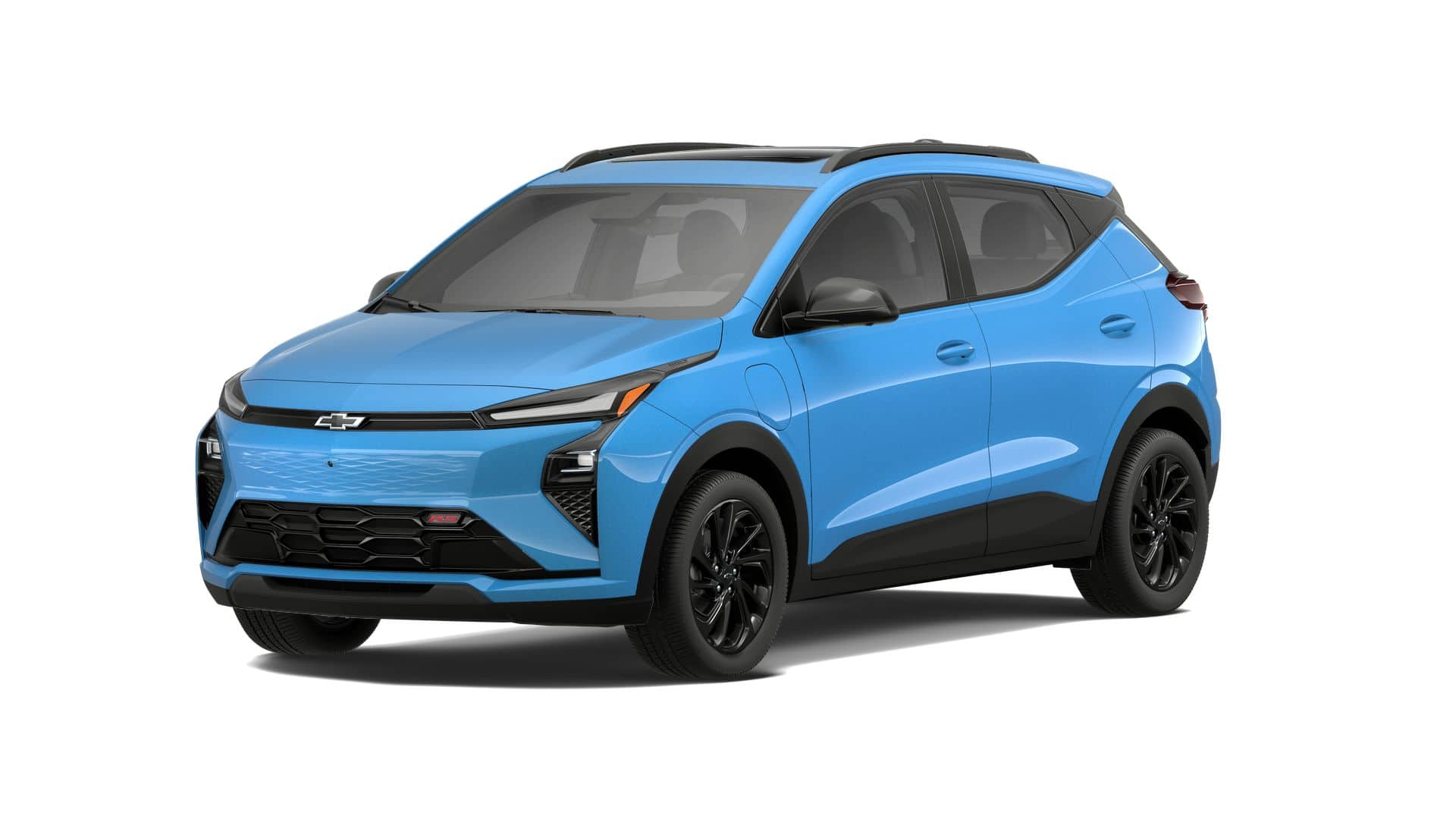 2027 Chevrolet Bolt RS in Marina Blue Metallic — front three-quarter view