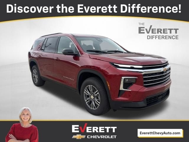 2026 Chevrolet Traverse LT in Radiant Red Tintcoat — front three-quarter view