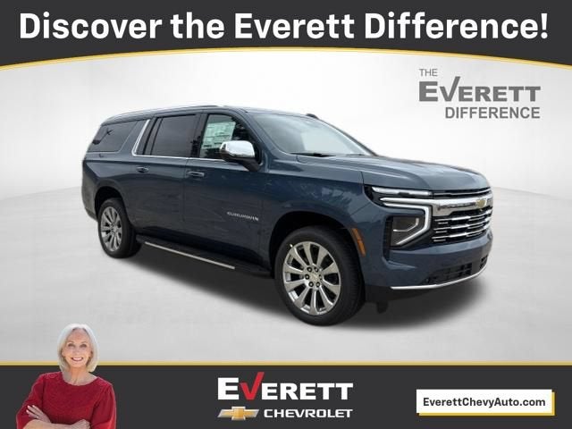 2026 Chevrolet Suburban Premier in Lakeshore Blue Metallic — front three-quarter view