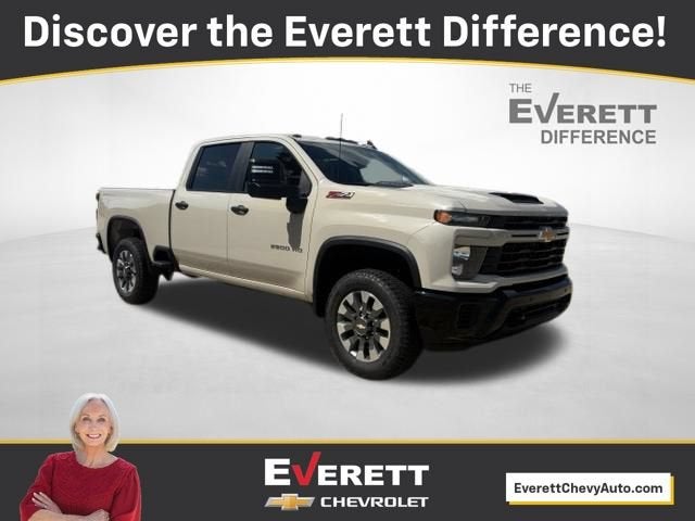 2026 Chevrolet Silverado 2500 HD Custom in White Sands — front three-quarter view